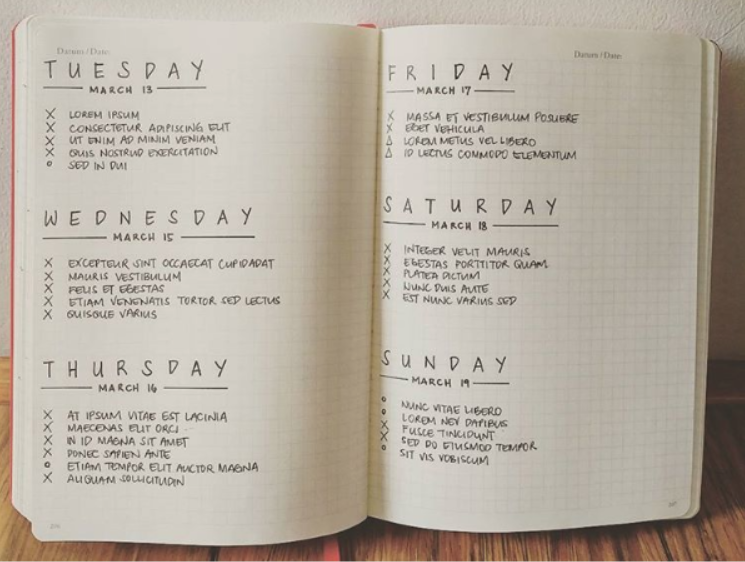 bullet journal daily log journée